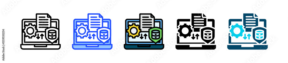Poster data governance icon collection with multiple styles