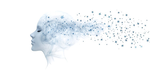 Head Silhouette Made of Soft Gradient Colors on Transparent Background