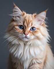 Fluffy cat portrait studio animal photography indoor close-up adorable expressions