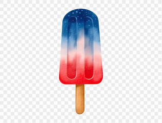 Red, white, and blue popsicle watercolor illustration, festive food art for July 4th parties. vector.