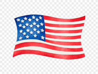 Obraz premium Waving American flag in a soft watercolor style, ideal for 4th of July and patriotic USA themed graphics. vector.