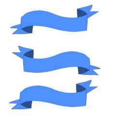 Blue Ribbon Banner Set Vector &ndash; Blank Curved Decorative Ribbon for Labels, Badges, and Text Design