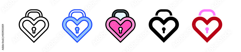 Poster heart lock icon collection with multiple styles