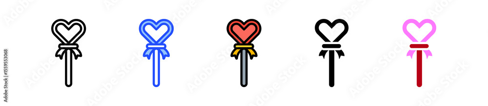 Aufkleber heart lollipop icon collection with multiple styles