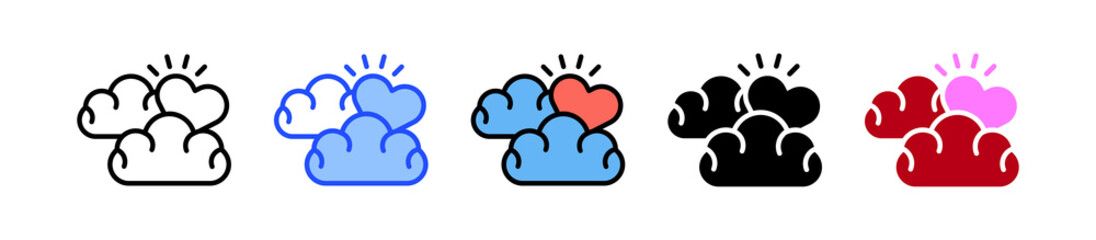Heart Cloud Icon Collection With Multiple Styles