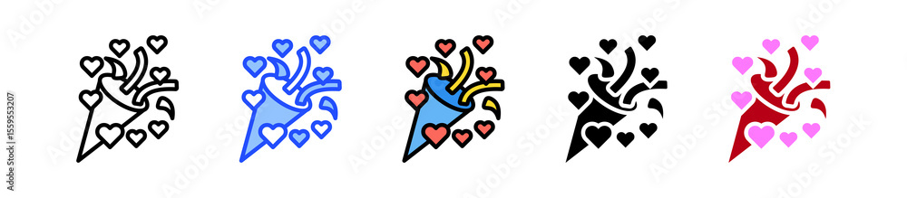 Poster confetti icon collection with multiple styles