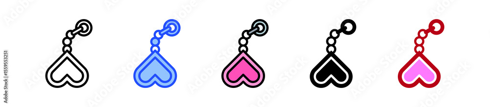 Poster heart earring icon collection with multiple styles