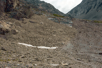 Summer&rsquo;s melting snow tongues near Martial Glacier&rsquo;s rugged face