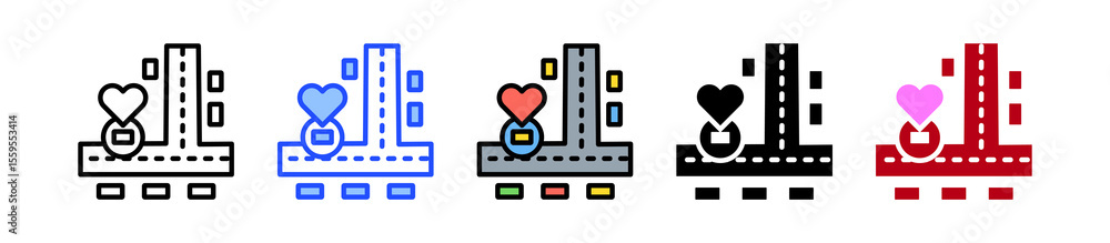 Poster love map icon collection with multiple styles