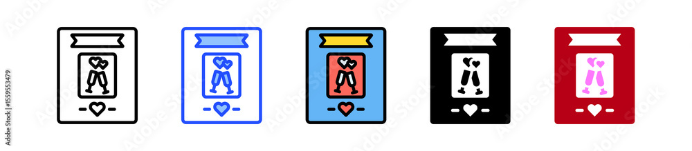 Poster invitation icon collection with multiple styles