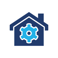 house and gear colored icon symbol vector design good for web or mobile app