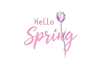 Simple tulip design with Hello Spring text. Ideal for banners, promotions, and seasonal social media visuals