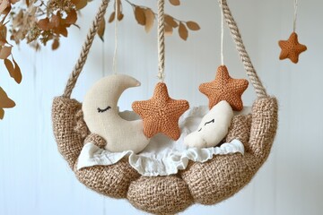 Cozy cloud swing with moon and stars