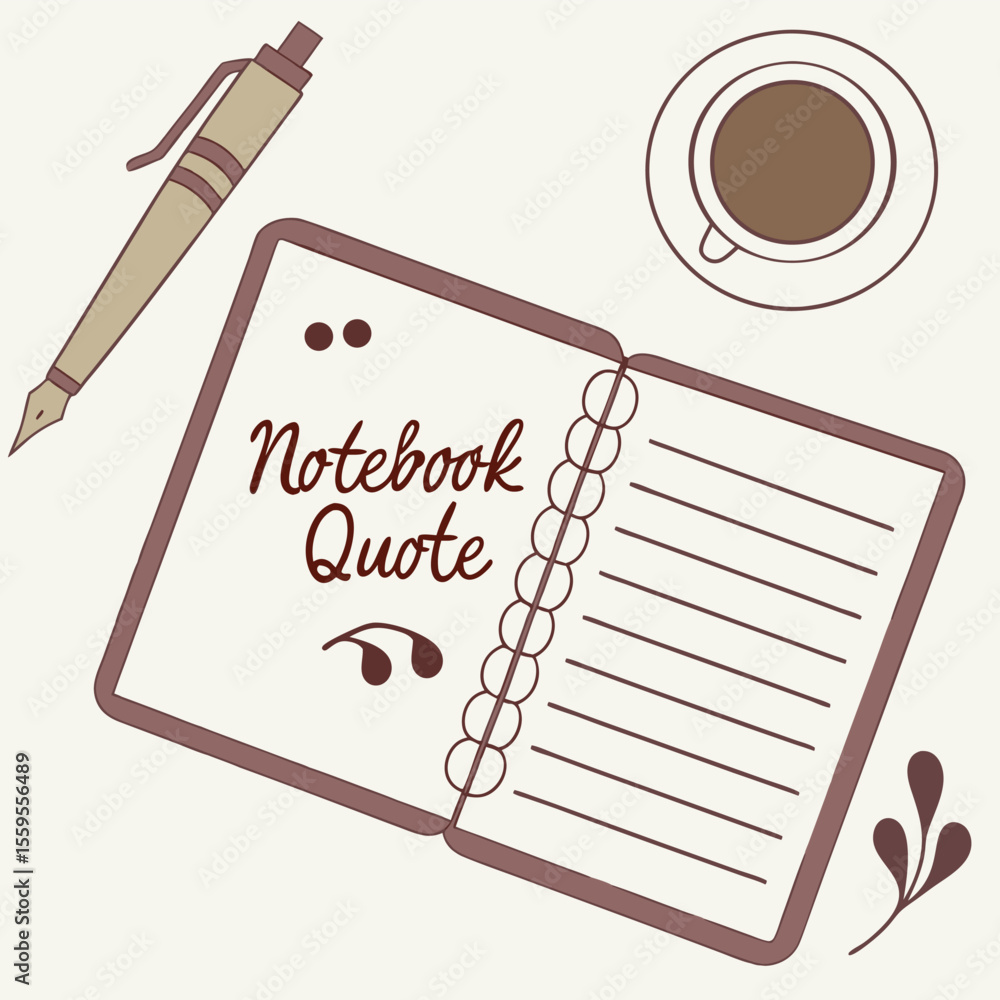 Poster a charming illustration of an open notebook with the words notebook quote written on the page accomp