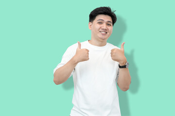 Man Gives Double Thumbs Up: Approval and Agreement