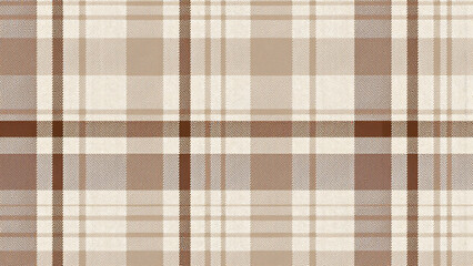 Vintage-style layered plaid design with overlapping lines and small rectangles, textured like fabric weave. Earthy shades of brown, cream, and beige emphasize pattern complexity.