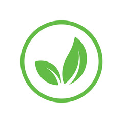 Green Leaves in Circle: Eco-Friendly, Organic, Natural Product Icon