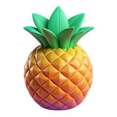 Stylized pineapple 3d render isolated on transparent background