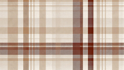 Abstract digital plaid with crisscrossing thick lines and small rectangles. Textured like woven fabric, in warm tones of brown, beige, and white, emphasizing layered pattern.