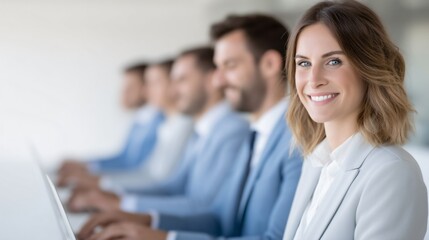 Fototapeta premium team of finance employees in online workshop, training in AI financial tools