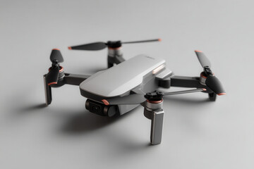 minimalistic drone positioned at center of clean light gray background