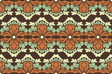seamless floral pattern, Seamless Vintage Damask Pattern in Brown and Pastel Colors – Decorative Floral Ornament Background