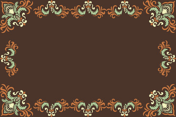 abstract floral frame, Seamless Vintage Damask Pattern in Brown and Pastel Colors – Decorative Floral Ornament Background