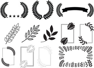 Cute Botanical Plant Frame Set for Invitations and Decoration