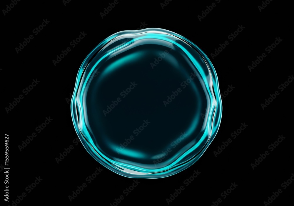 Poster abstract glowing orb pulsating with cyan light effects