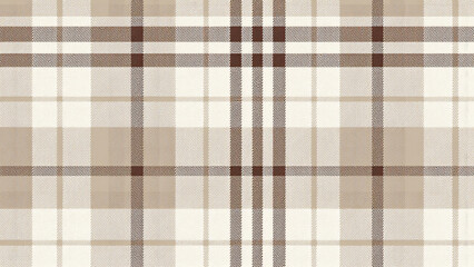 Digital fabric plaid pattern with prominent dark brown lines and subtle fill rectangles in beige and light brown. Textured like woven textile, simple and sophisticated.