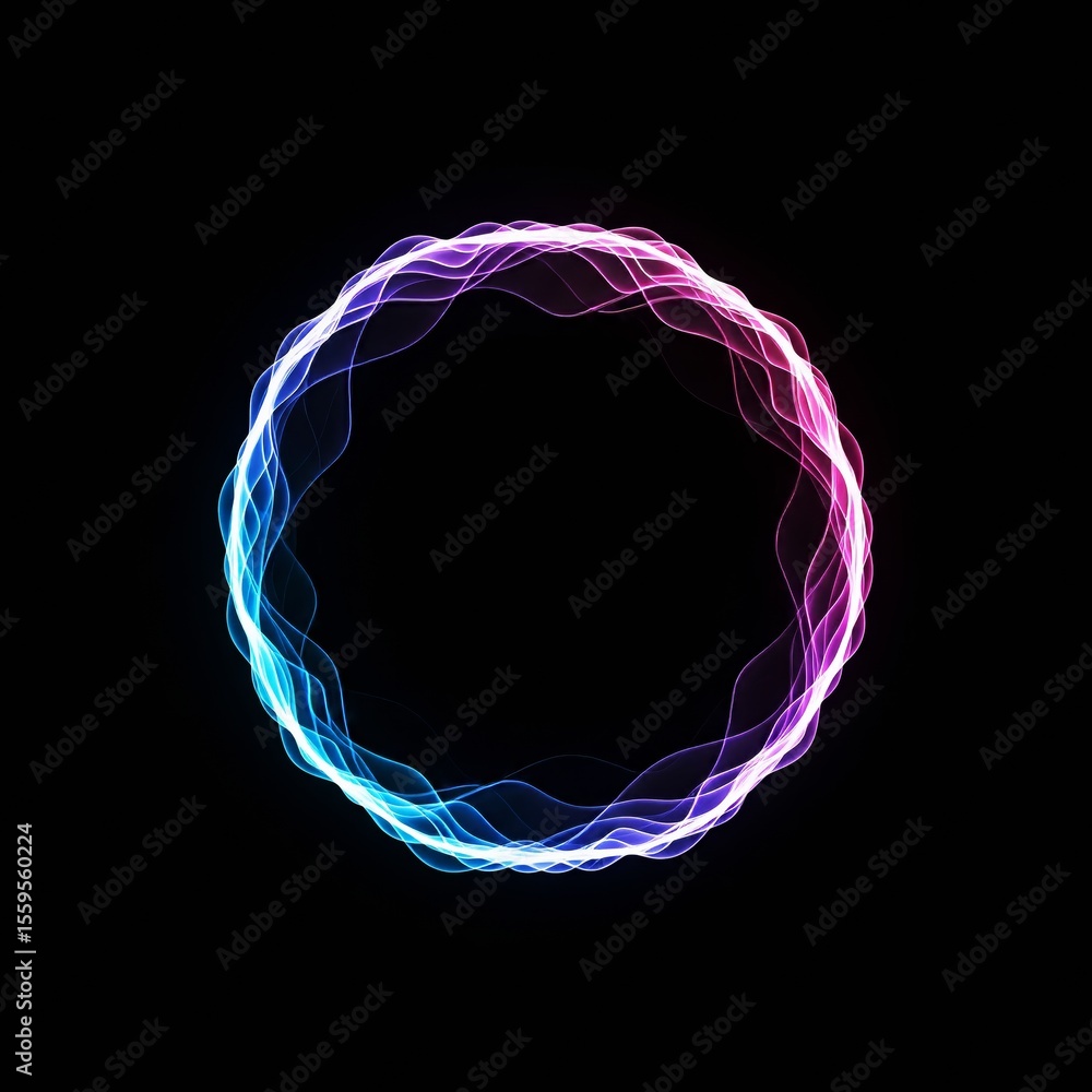 Poster Abstract Circular Energy Waveform with Glowing Particle Aura and Vibrant Gradient Transition