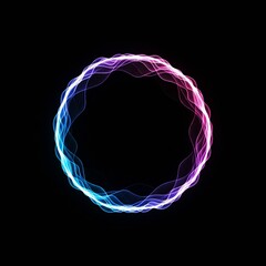 Abstract Circular Energy Waveform with Glowing Particle Aura and Vibrant Gradient Transition