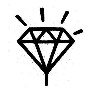 Abstract graffiti black diamond icon with sparkle and drip effect