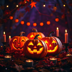 halloween pumpkin and candles