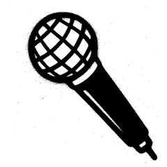 Black spray paint graffiti microphone icon isolated on white