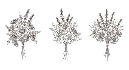 Delicate Monochromatic Lavender Flower Bouquets