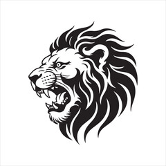 Obraz premium Roaring Lion Head Tribal Tattoo Design – Bold Wild Animal Line Art