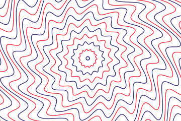 Psychedelic Wavy Spiral Pattern in Red and Blue. Optical Illusion Abstract Art