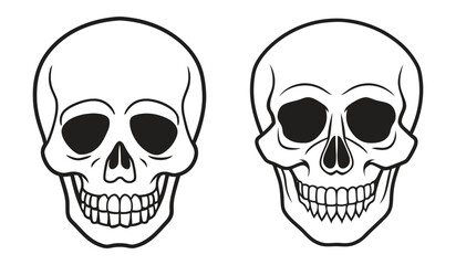 Human Skull Silhouette with Detailed Line Art Featuring Bone Structure and Hollow Eye Sockets for Unique Designs