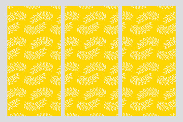 Leaf Line Drawing in yellow Background Pattern. Infinitely Repeatable Pattern. Abstract background design