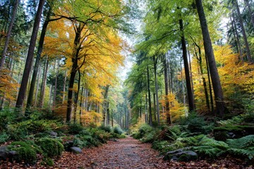 Fototapeta premium Autumn forest path (1)