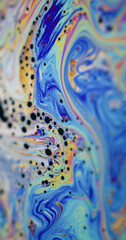 Soap colorful chaos. Paint blend. Vibrant wave curl liquid. Fantasy gradient contrast mix gasoline...