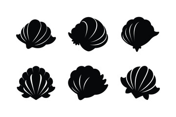 vector set of black silhouettes of leaves