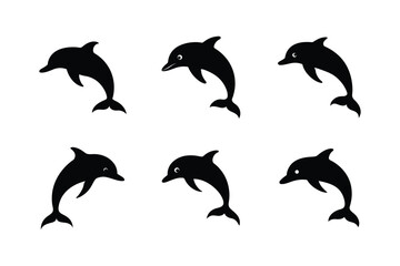 set of dolphins silhouette