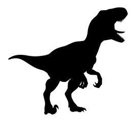 Vector Silhouette Of A Velociraptor Dinosaur.