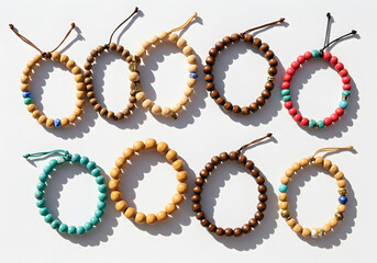 Handmade Beaded Bracelets on White Background | Fashionable Wrist Jewelry for Gifts, Style, and Accessories Promotion