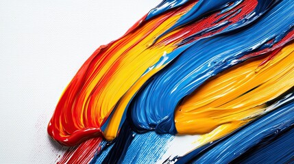 Abstract Acrylic Paint Strokes on White Background (Close-Up)