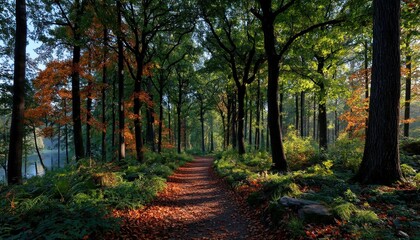 Naklejka premium Autumnal forest path (1)