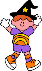 Cartoon, element, ghost in a cloak, autumn, Halloween, illustration, cute picture, hand-painted