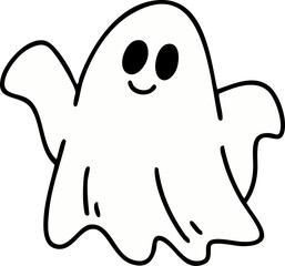Cartoon, element, ghost in a cloak, autumn, Halloween, illustration, cute picture, hand-painted